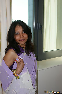 Kavya in favoruite sari getting ready for party